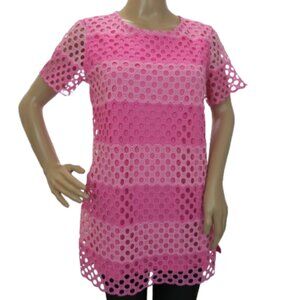 Isaac Mizrahi Pink Eyelet Tunic Top
